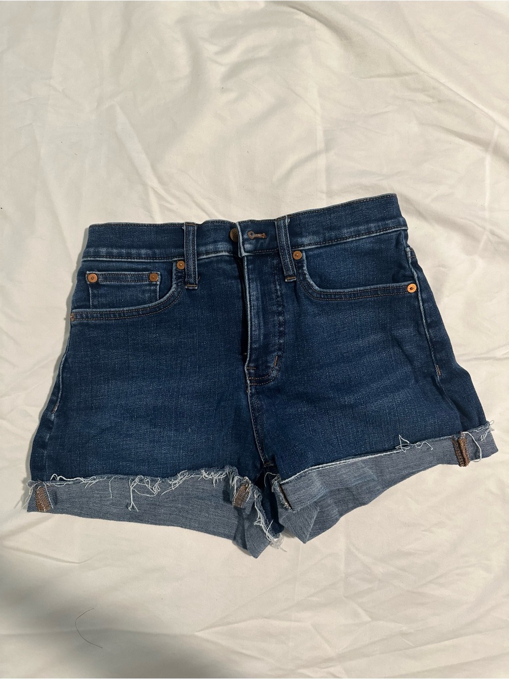 Madewell High-Rise 26 Rolled Hem Denim Shorts